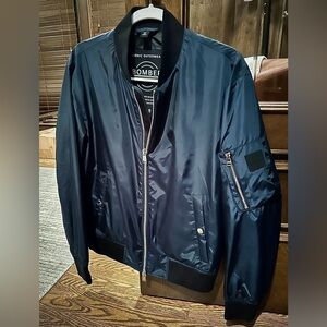 Hugo Boss Men’s Small Navy Blue Bomber Jacket Excellent Condition 36R Zip-Up